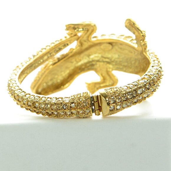 Oscar de la Renta Gold-tone Crystal Alligator Cuff Bracelet - Picture 8 of 10